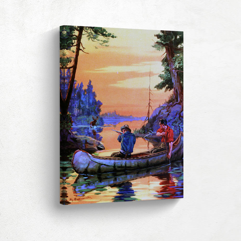 Moose Hunters in a Canoe