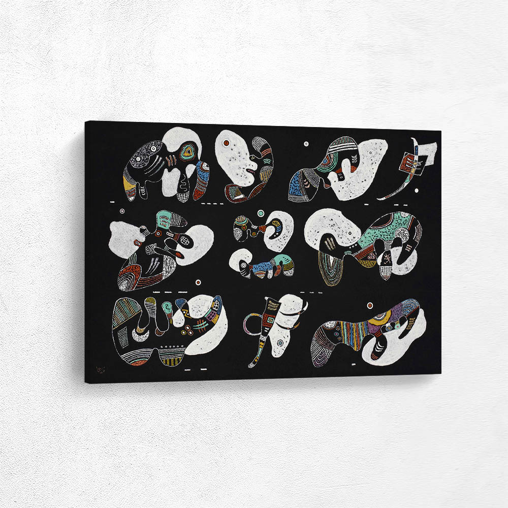 Composition with white shapes