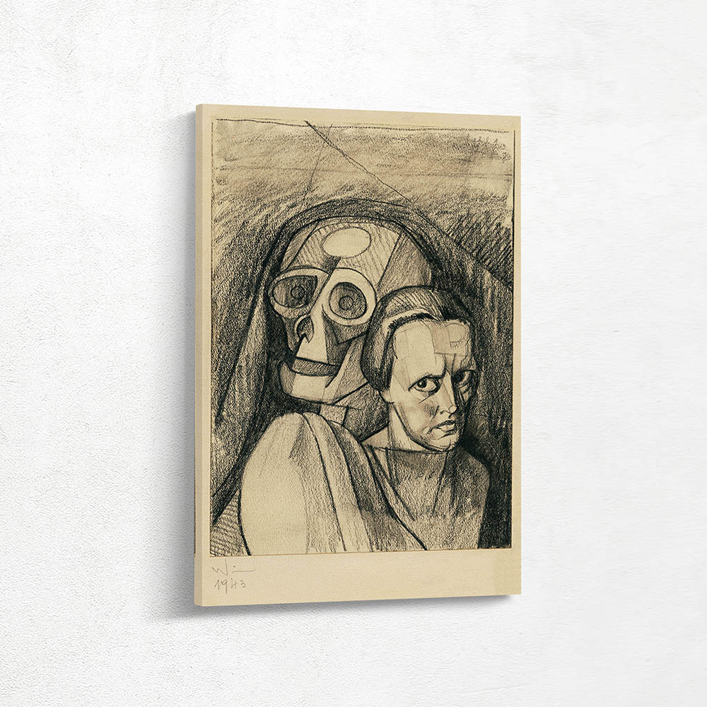 Portrait of a woman with skull and crossbones