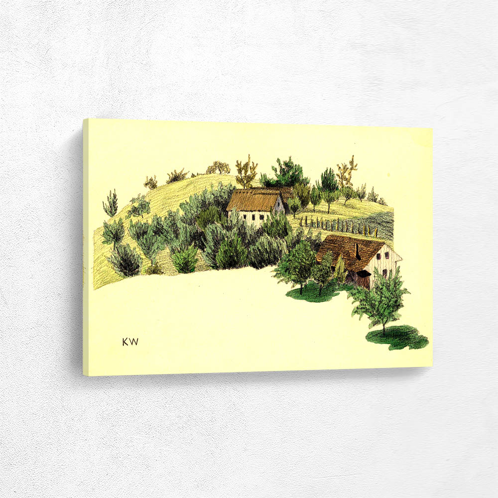 Untitled (farmhouse on hills)
