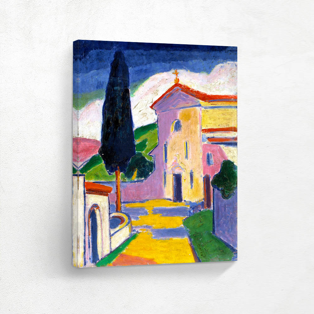 Church with Cedar Tree on Left