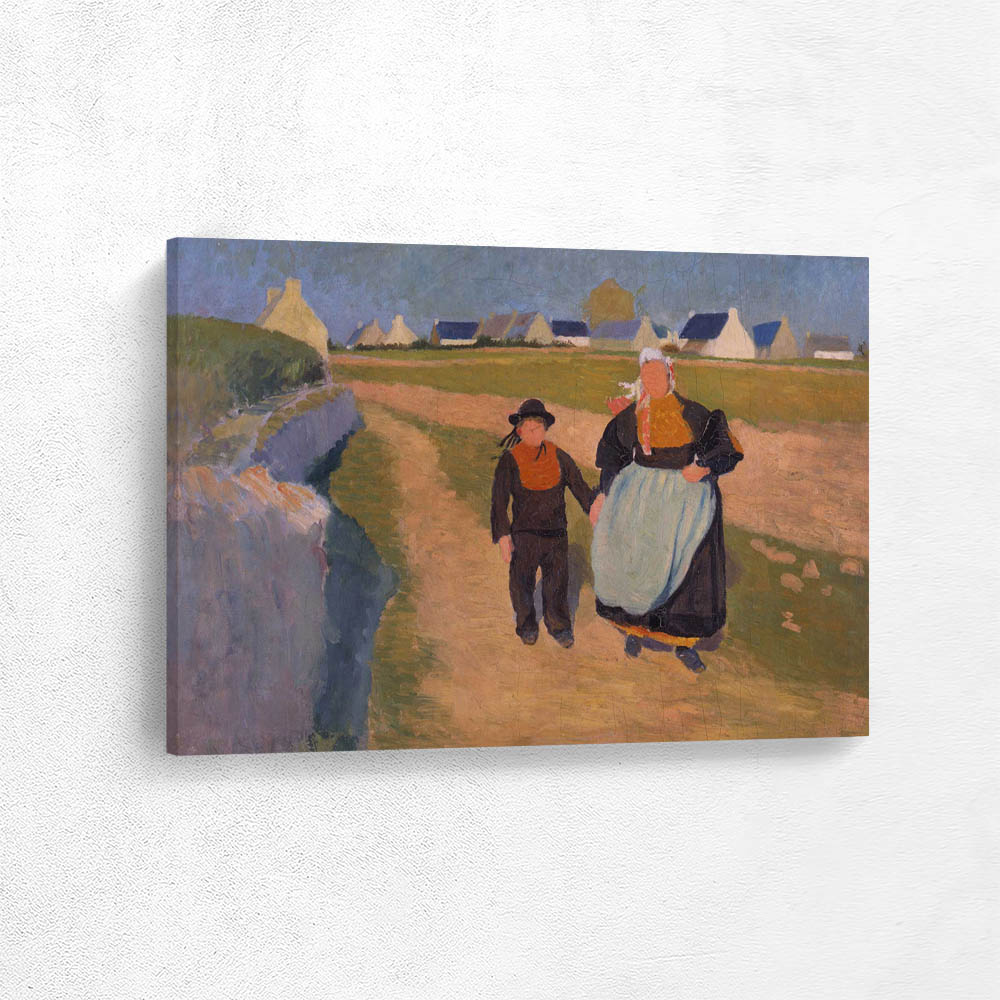 Breton and child in a landscape Breton and child in a landscape