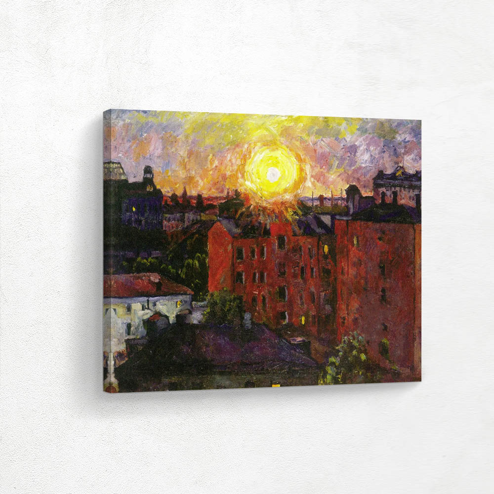 The sun above the roofs Dawn