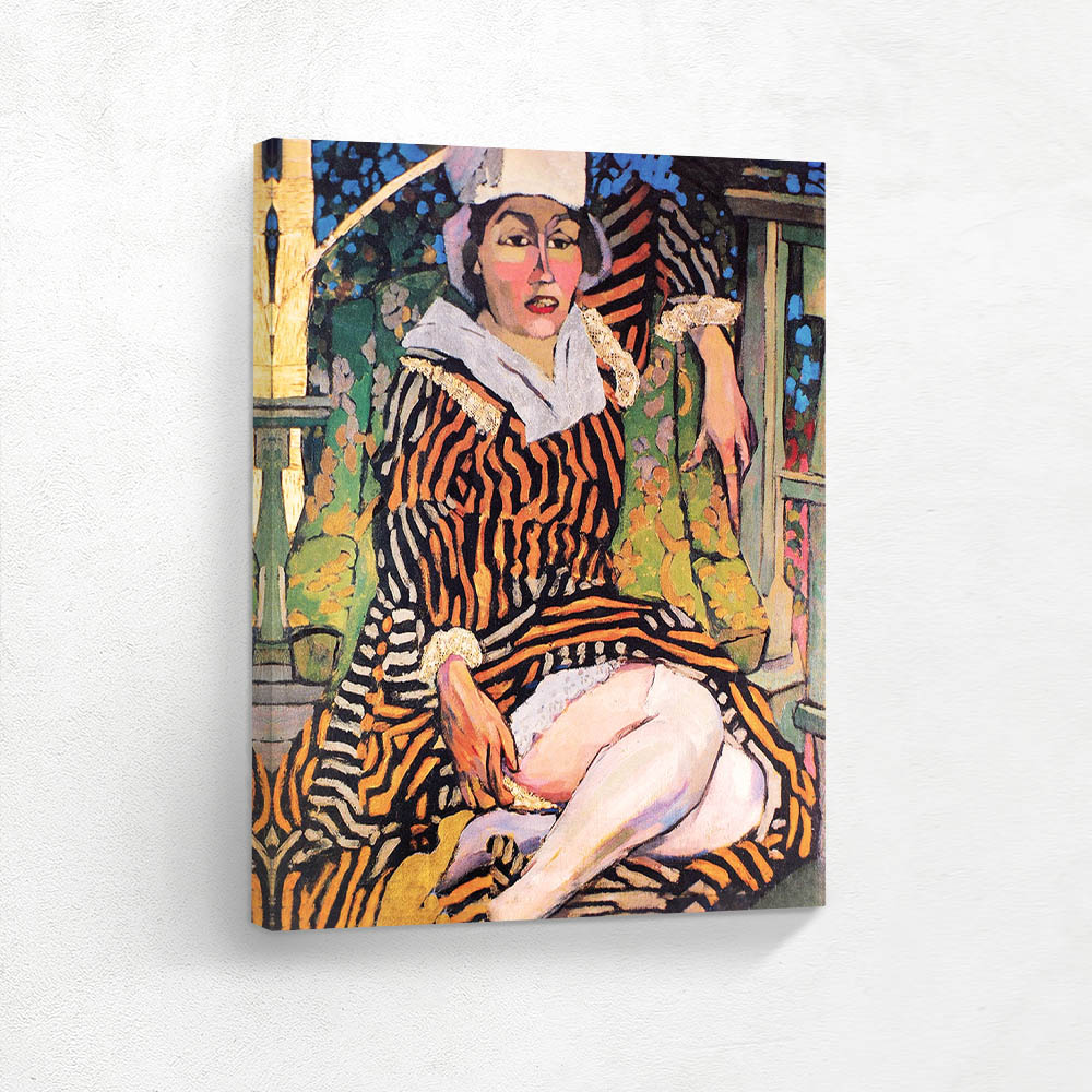 Woman in a striped dress