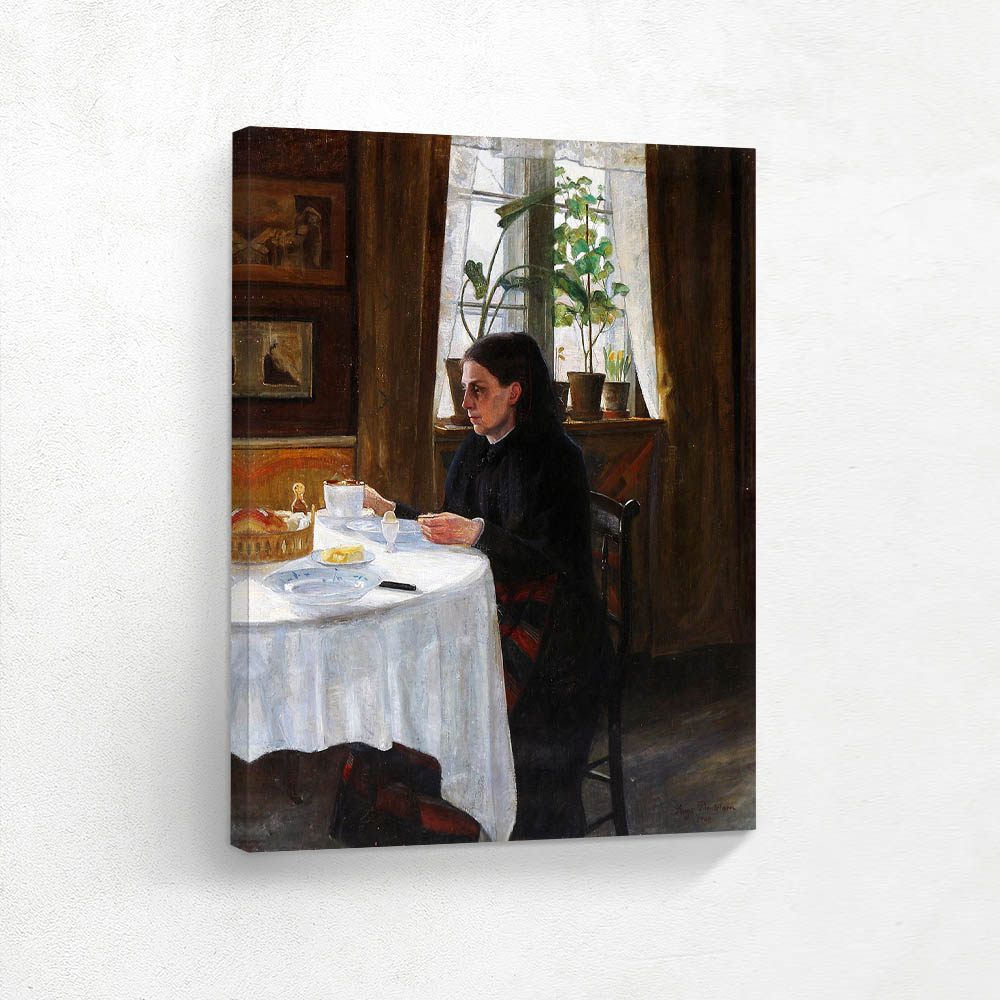 The mother of the artist Agnes seated at the breakfast table
