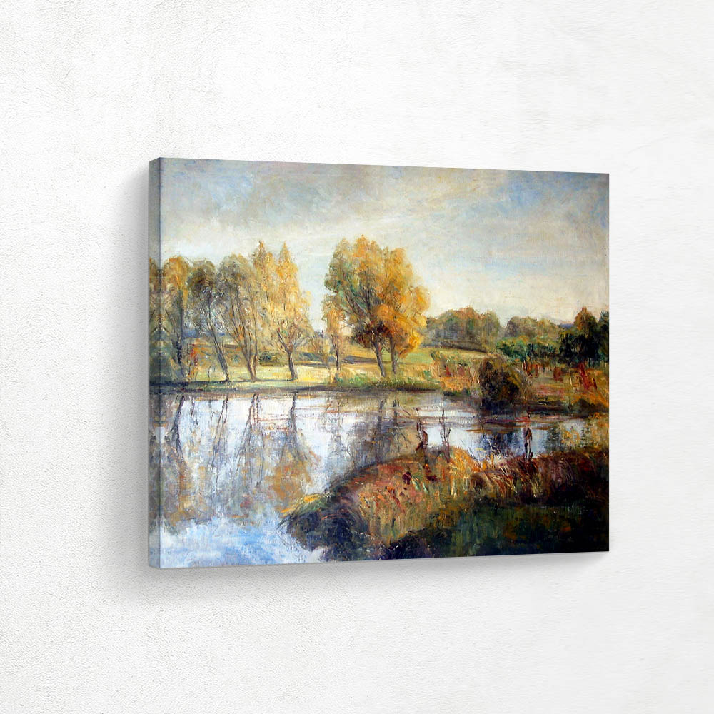 Tall trees by a lake