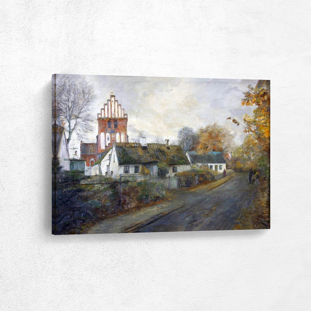 Landscape with church and Figure on a road