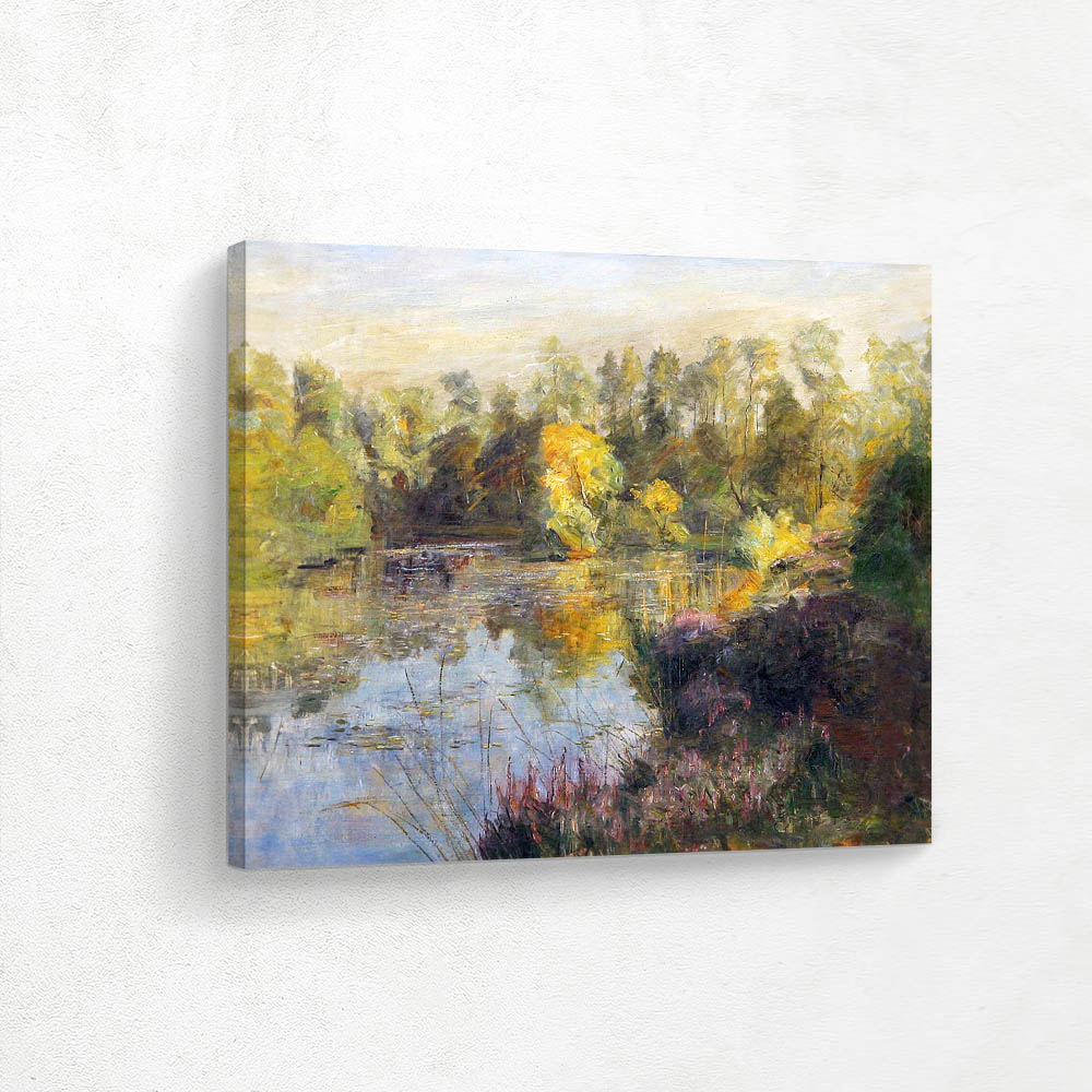 Forest lake in late summer light