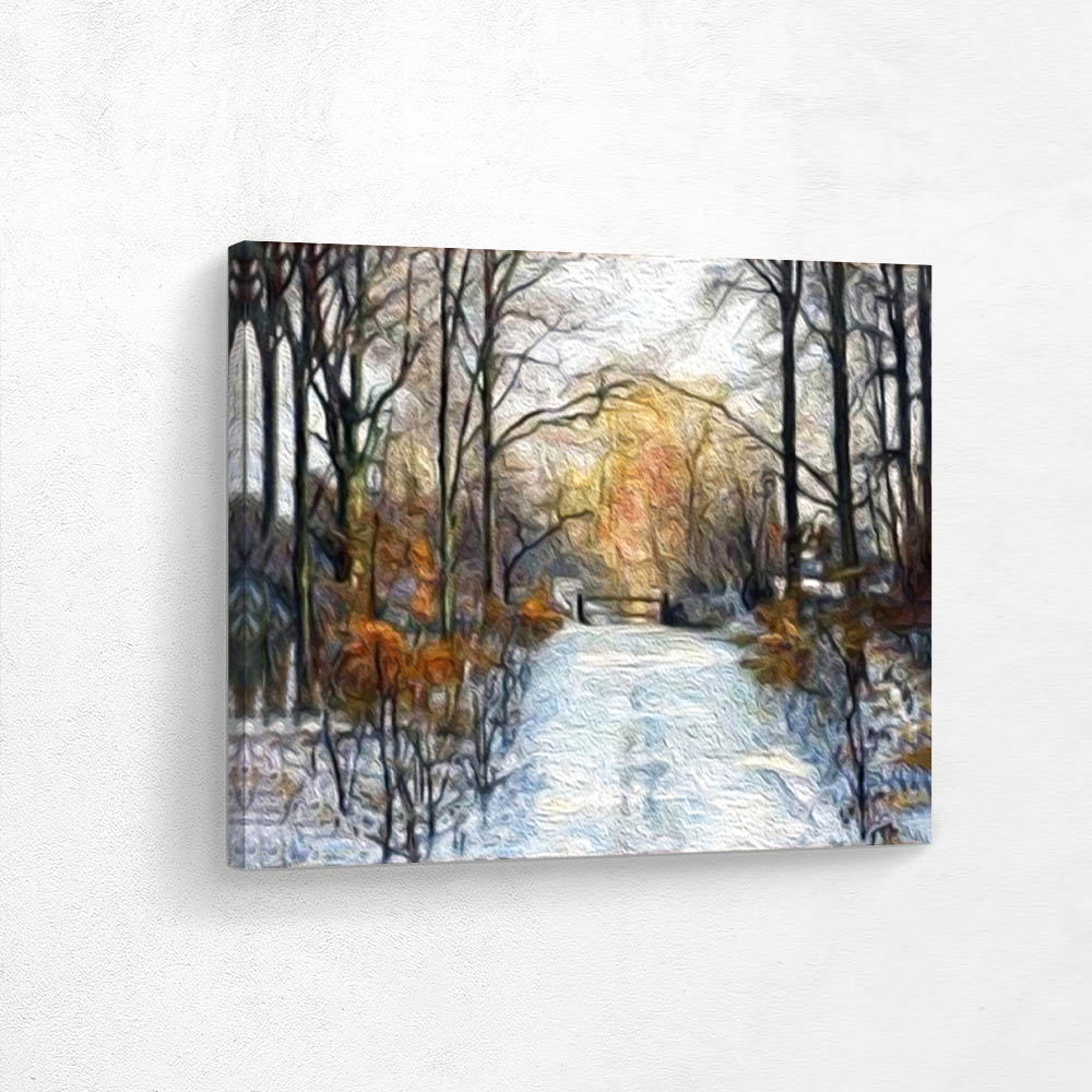 Winter view of Herlufsholm Forest Road