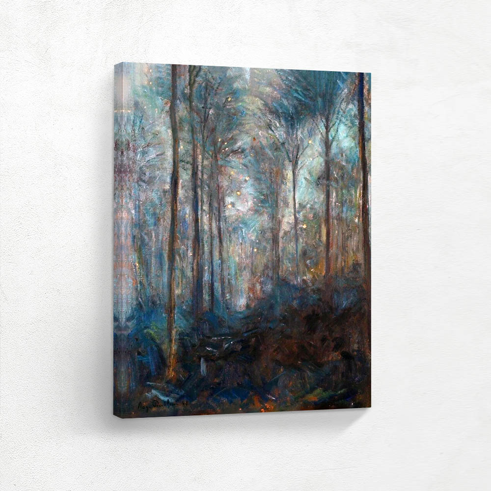 Fireflies in the forest at night