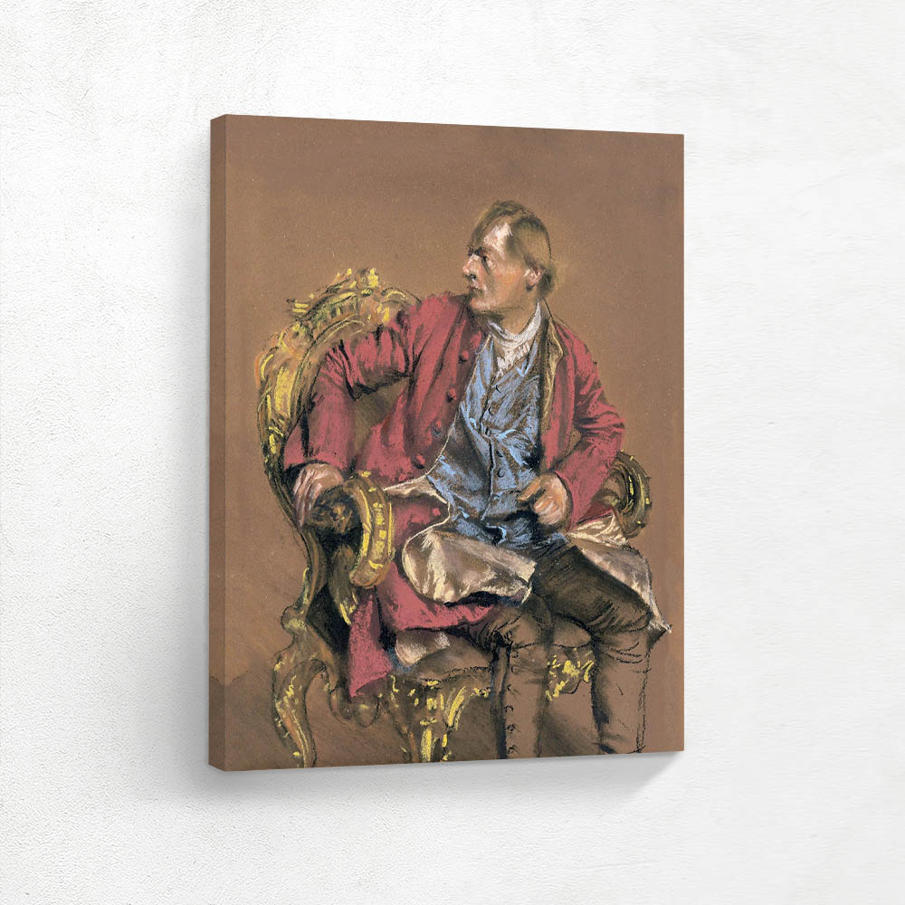 Gentleman in rococo costume sitting in an armchair
