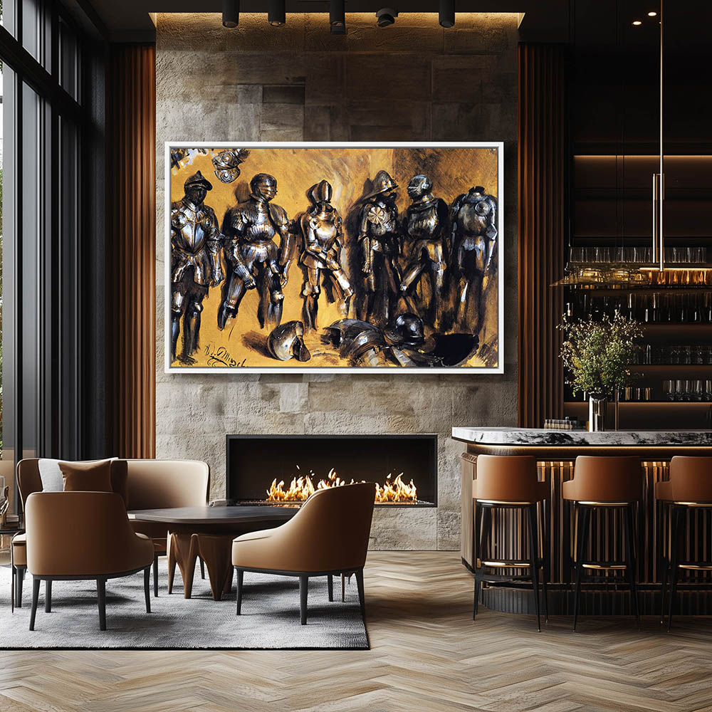 Six Suits Of Armor Standing Against A Wall - Image 4