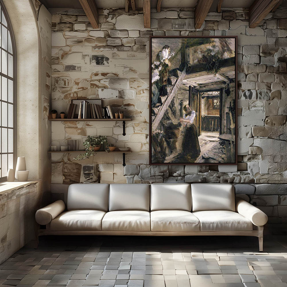 Staircase in a farmhouse with figurative staffage - Image 3