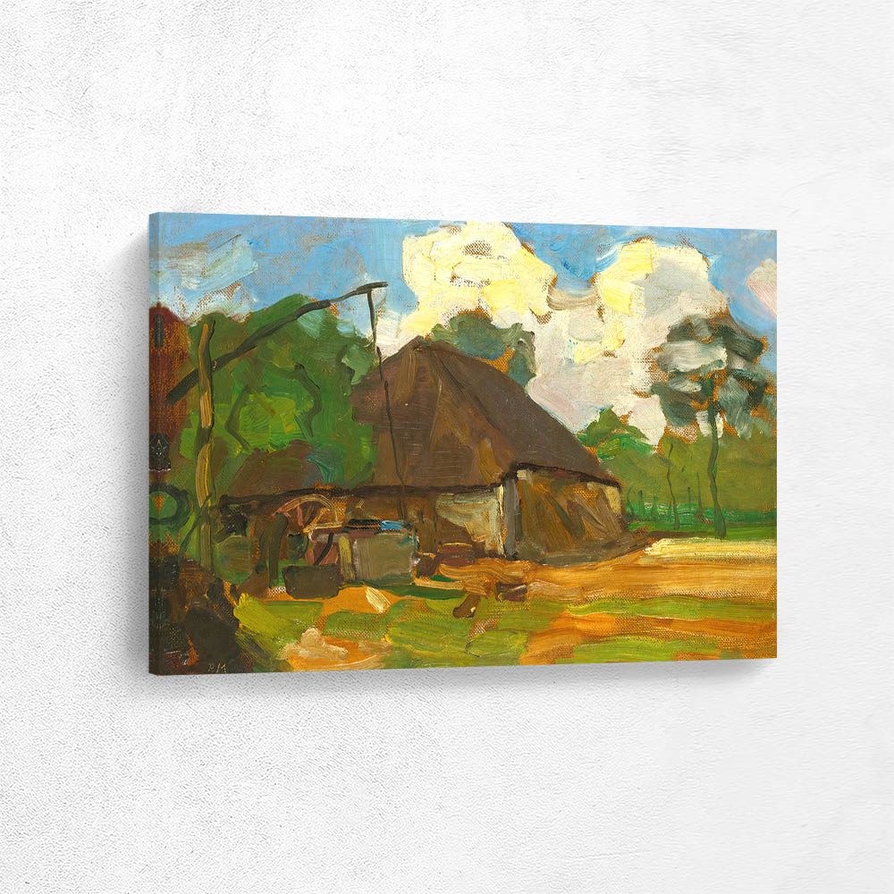 Farm Building With Well In Daylight