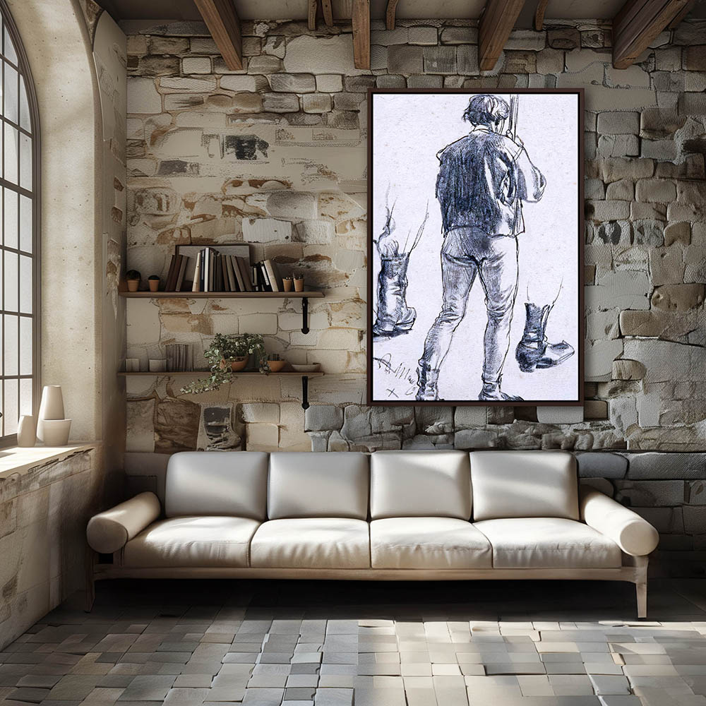 Back figure of a standing man and study of his boots - Image 3