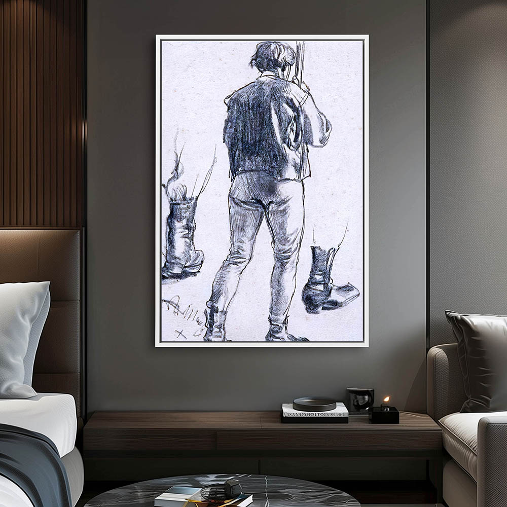 Back figure of a standing man and study of his boots - Image 4