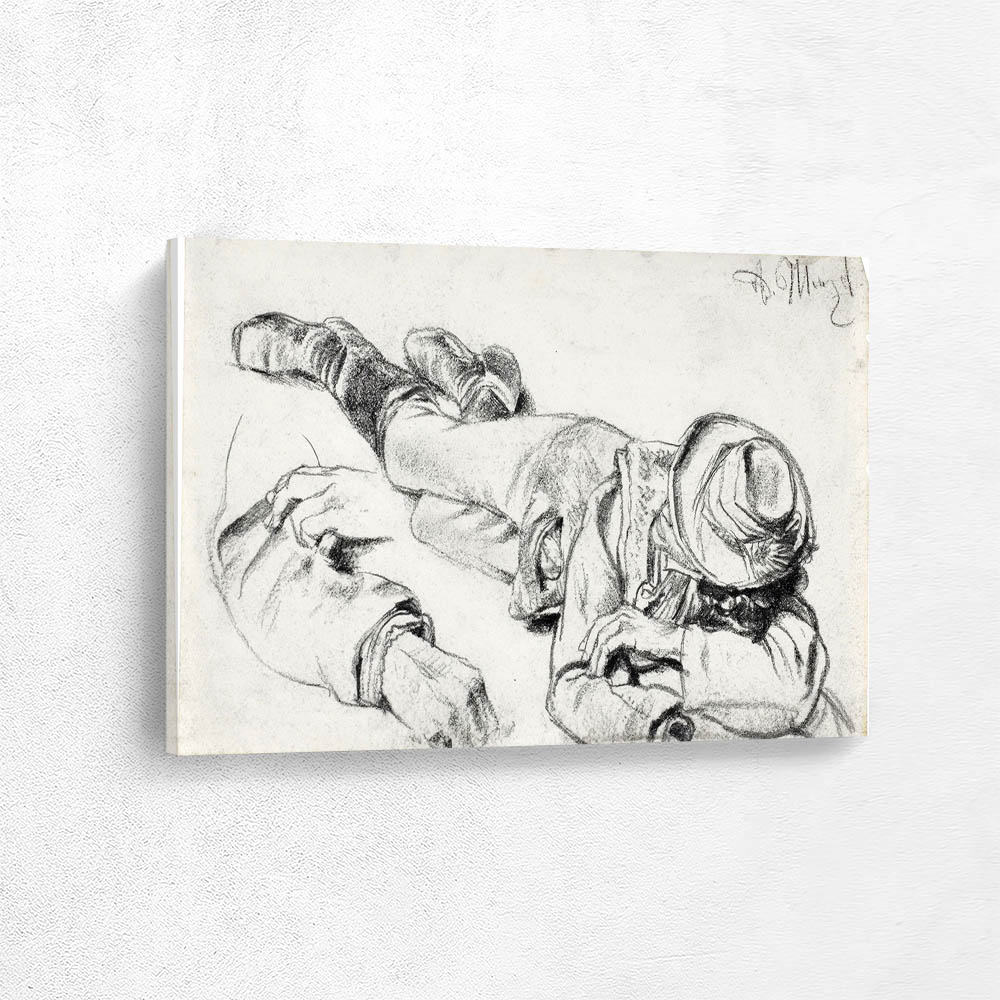 Lying farmer with arm and hand study
