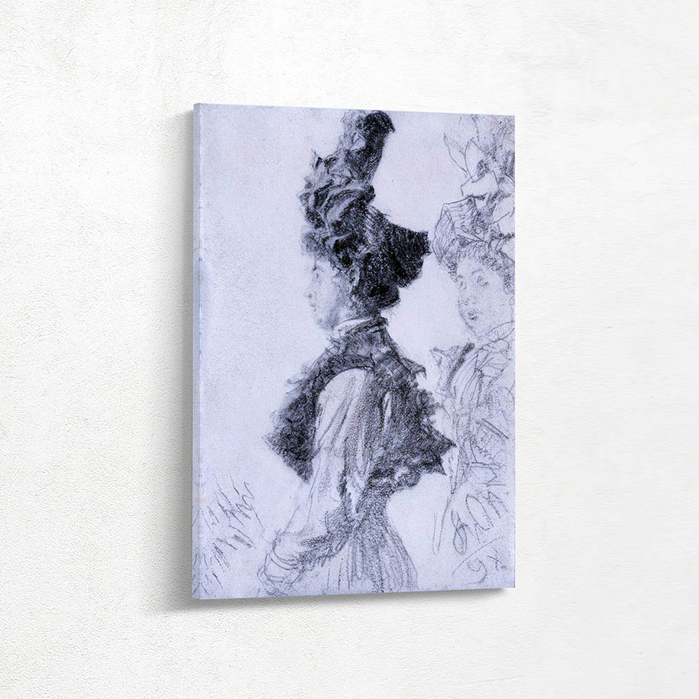 A lady with a fashionable hat in half figure