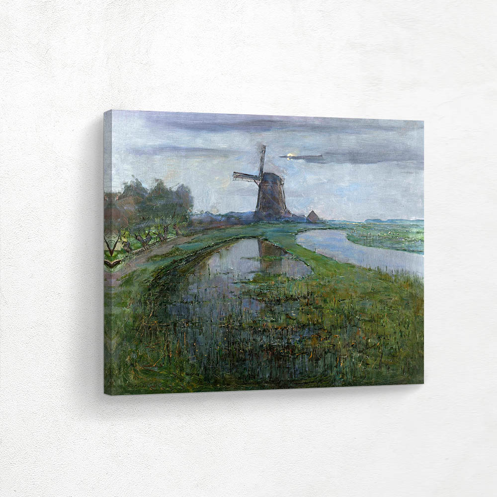 Oostzijdse Mill along the River Gein by Moonlight