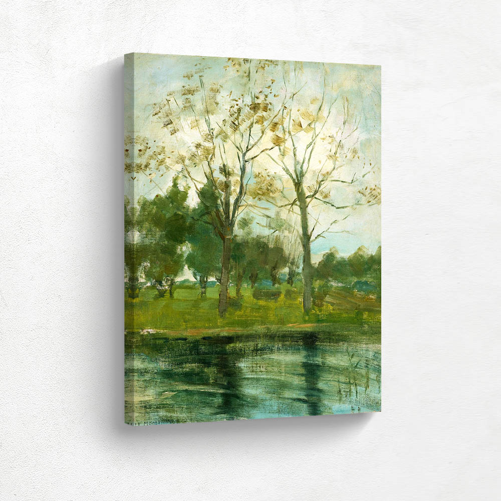 Two Trees Silhouetted Behind A Water Course