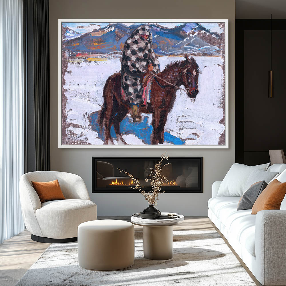 Indian on Horseback in Snow - Image 4