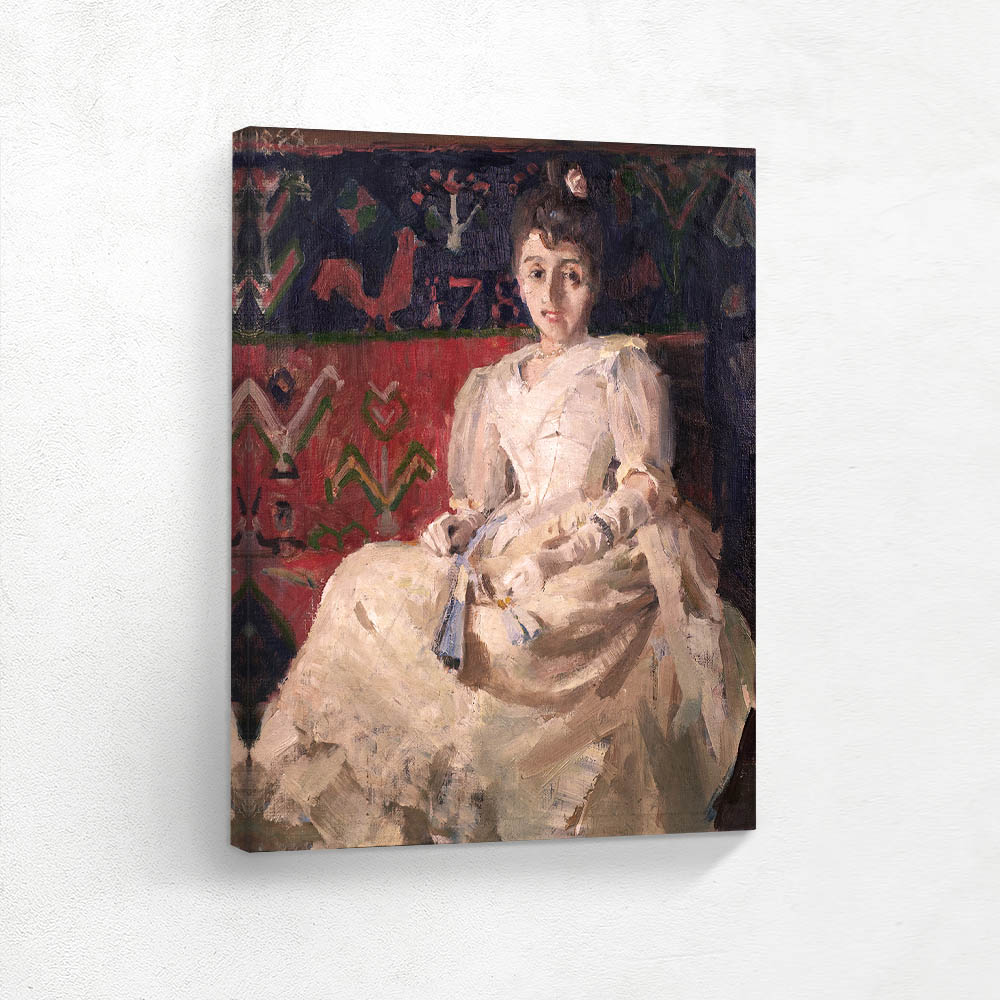 Woman on a Rooster Ryijy Rug