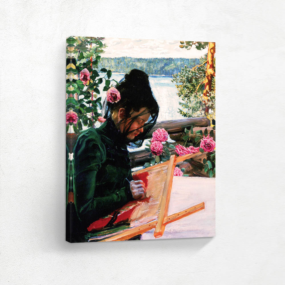 Mary Sewing on the Veranda of Kalela