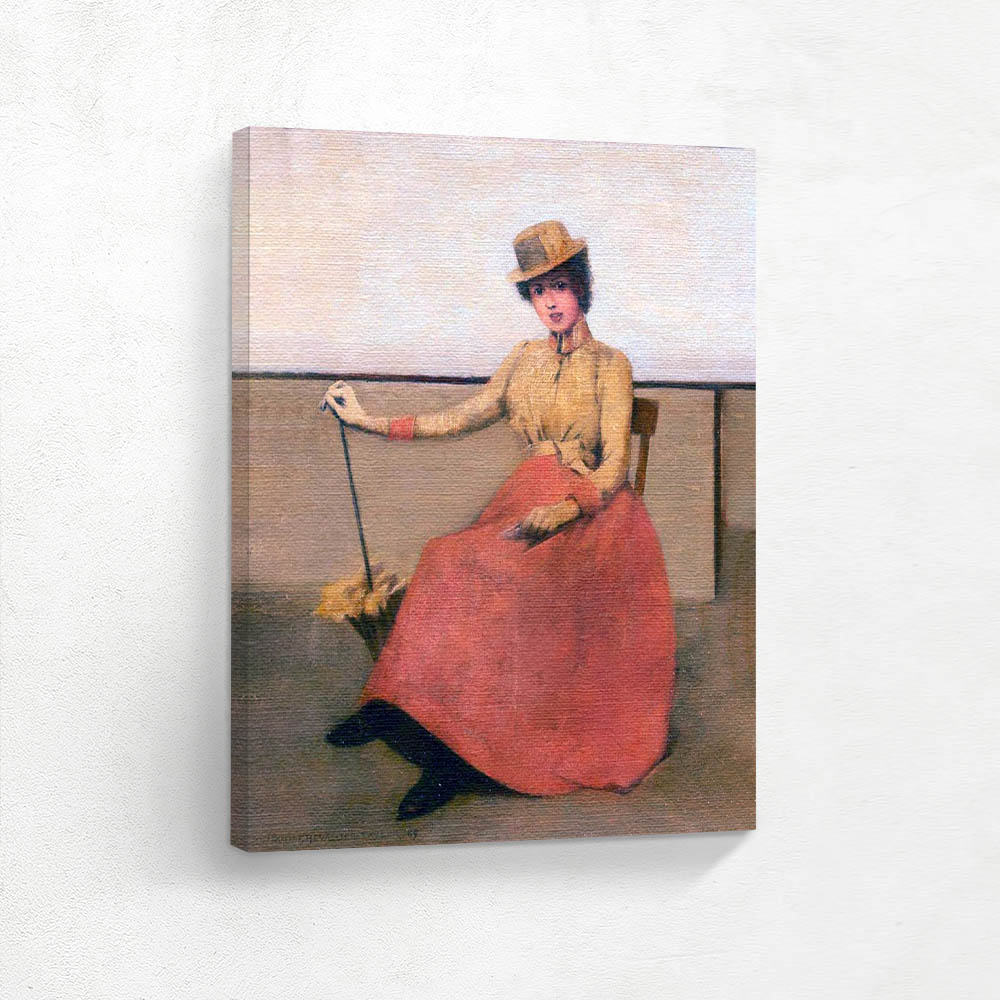 Elegant Woman Sitting with a Umbrella
