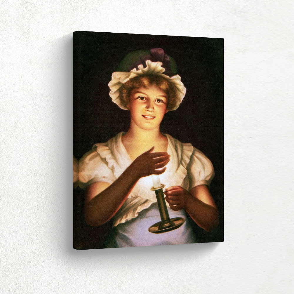 A Scene of a Young Woman Holding a Candle