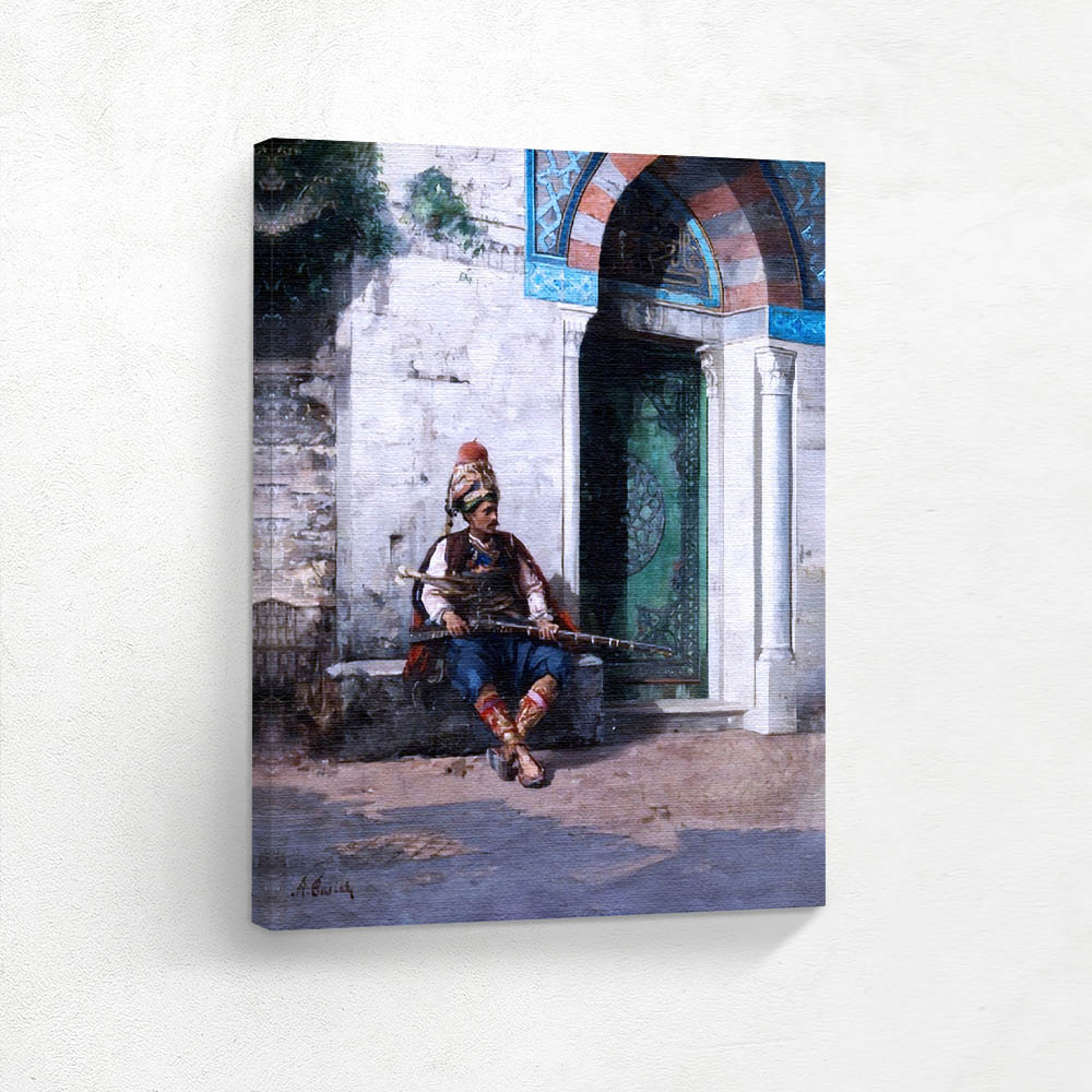Arab Soldier Seated by a Doorway