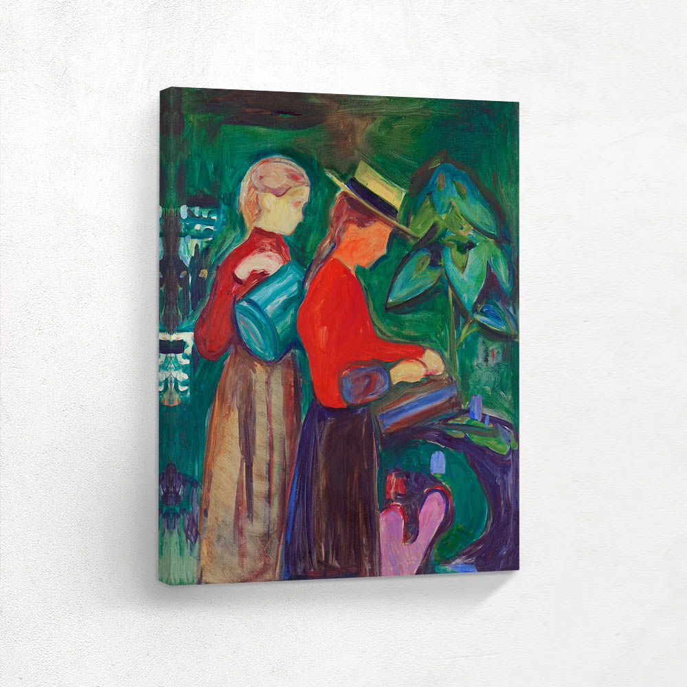 Girls watering Flowers