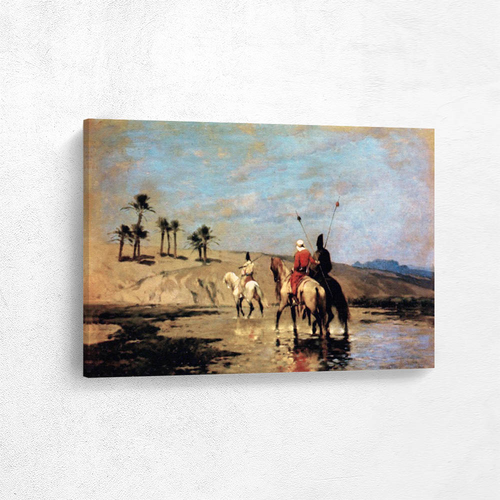 Arab Horsemen Crossing a River