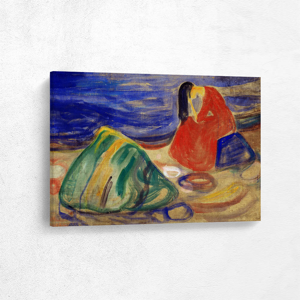 Melancholy. Weeping Woman on the Beach