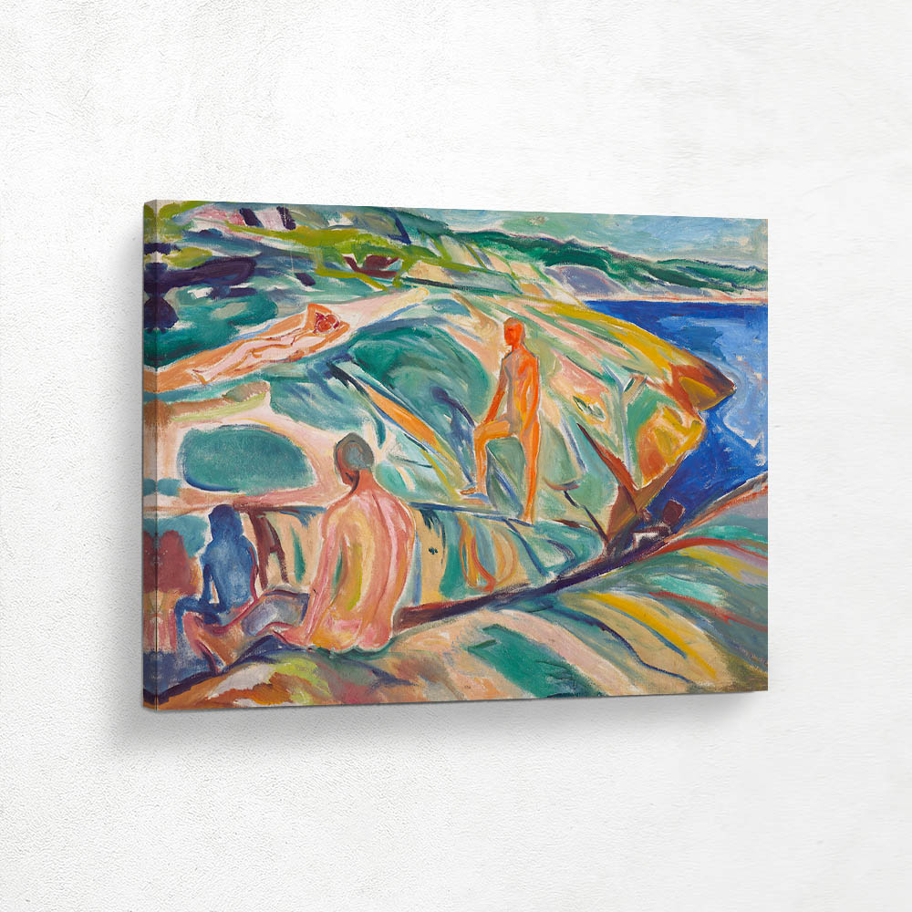 Bathing Men on Rocks 