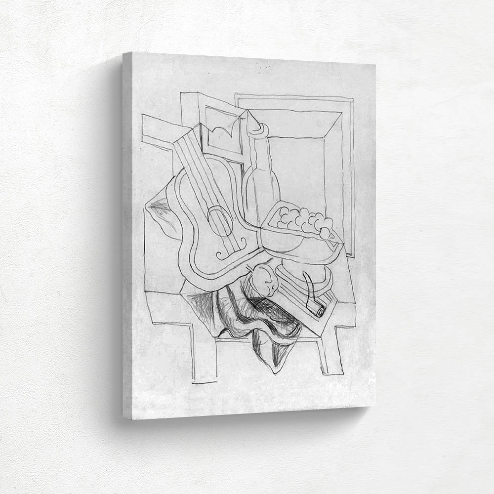 Still life, guitar and compotier