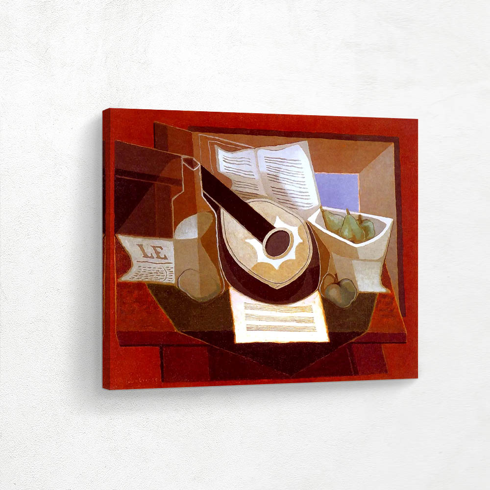 The mandolin and a plate of fruits