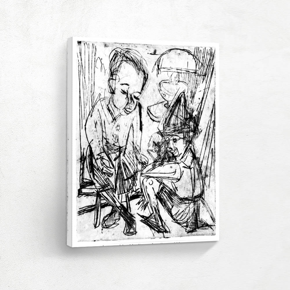 Two Boys, playing with a Cat