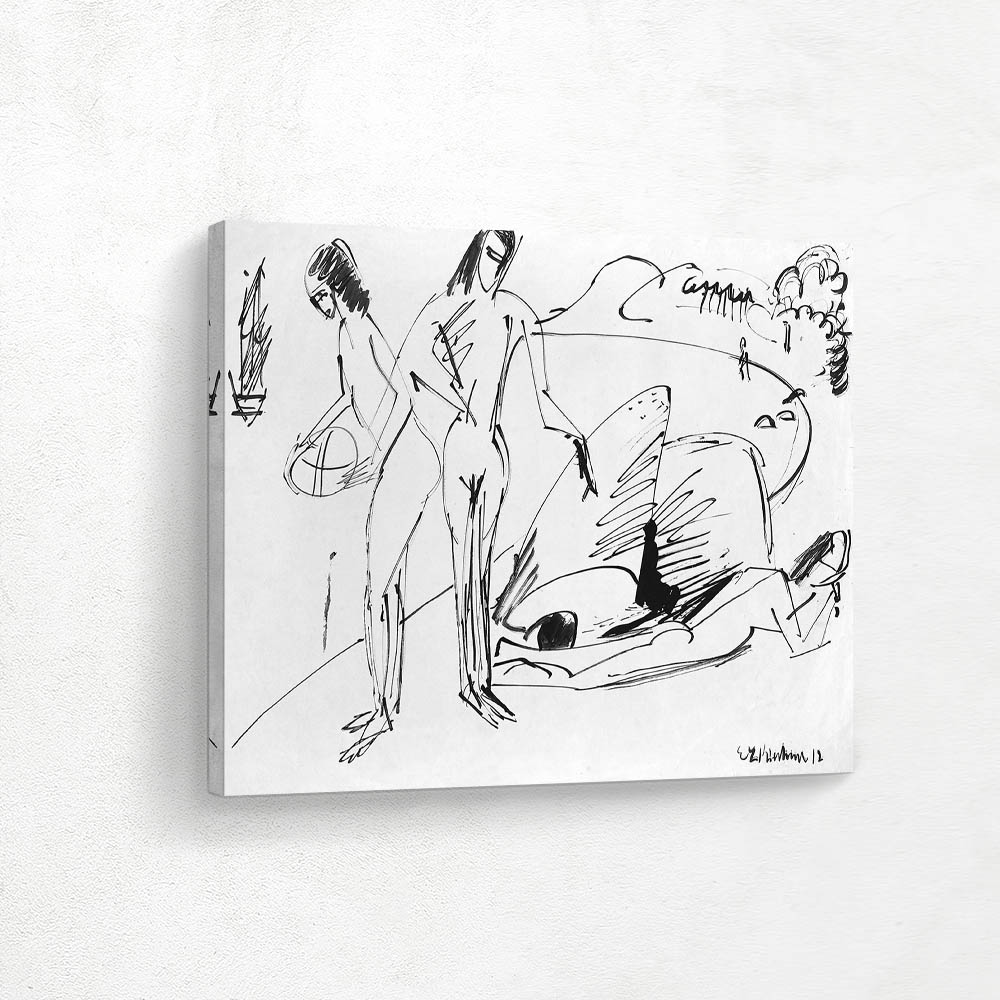 Bathers on the beach of Fehmarn