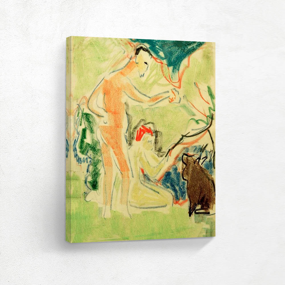 Bathers with dog in Moritzburg