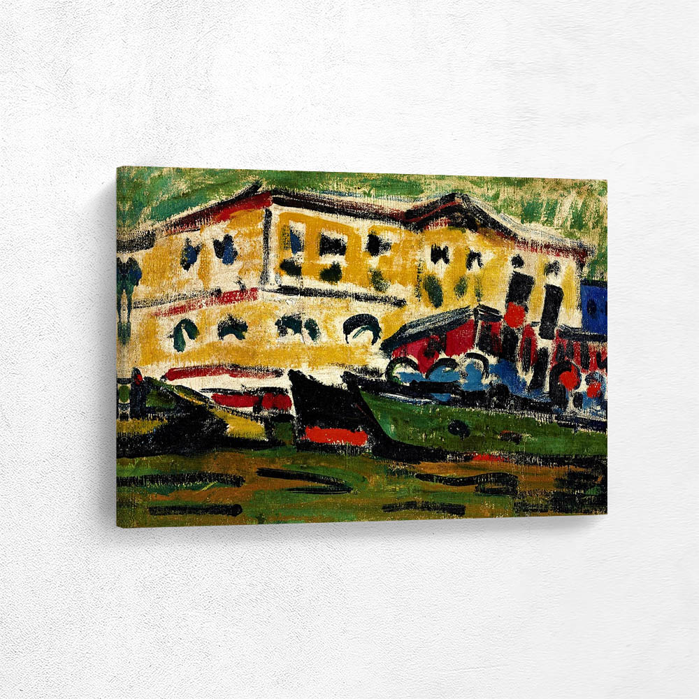 Beetle crushers against yellow houses