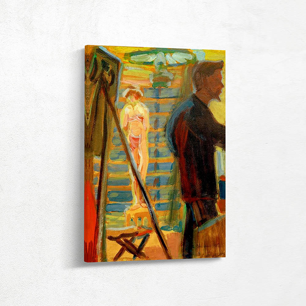 Heckel and model in the studio