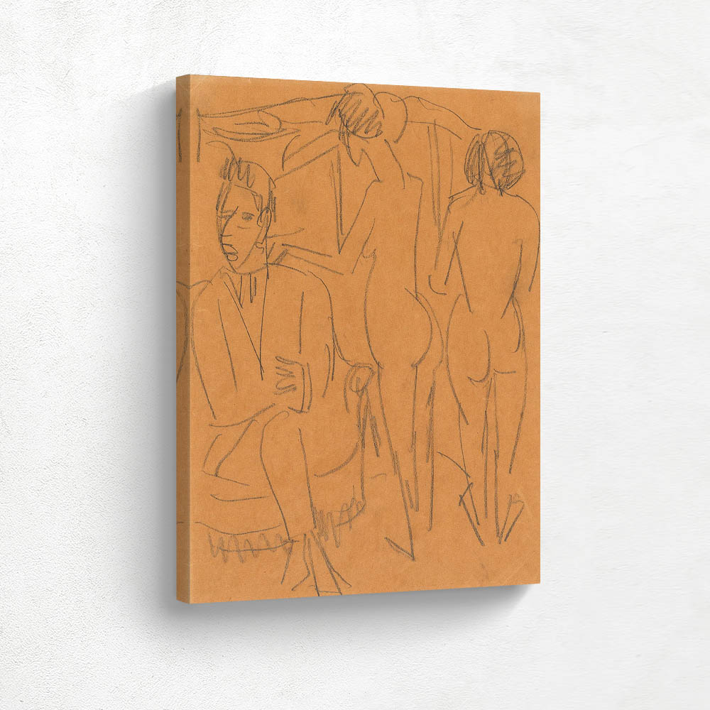 Man and Two Nudes in the Studio