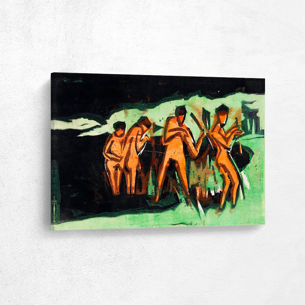 Bathers throwing reeds