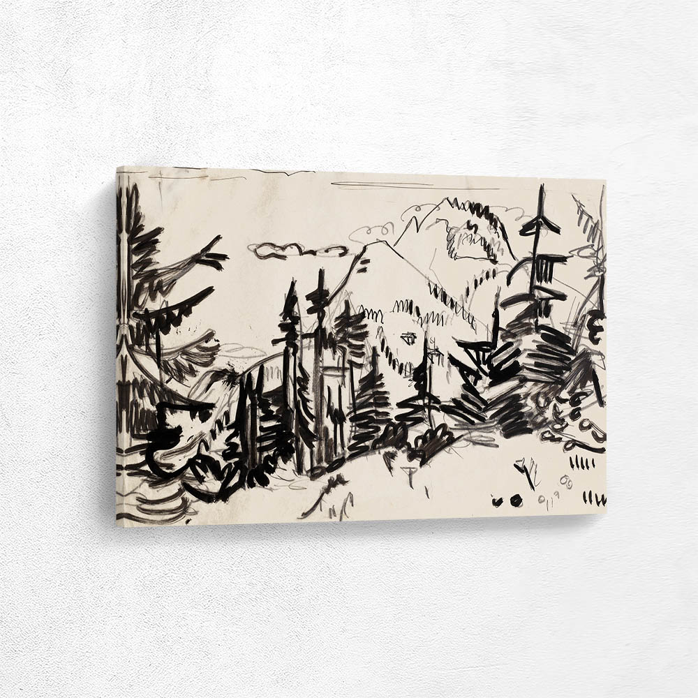 Mountain Landscape with Fir Trees