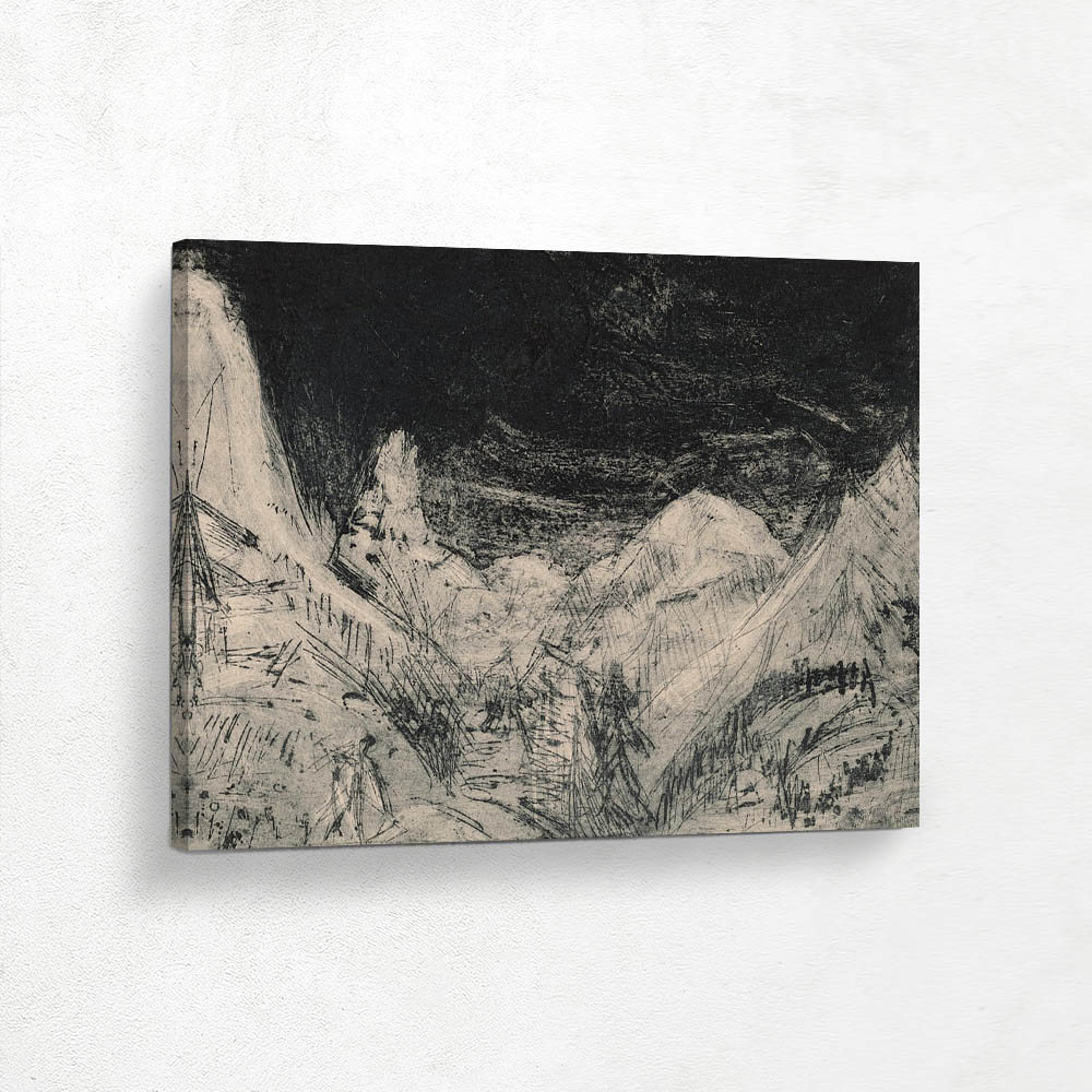 Mountain Landscape with Little Mowers