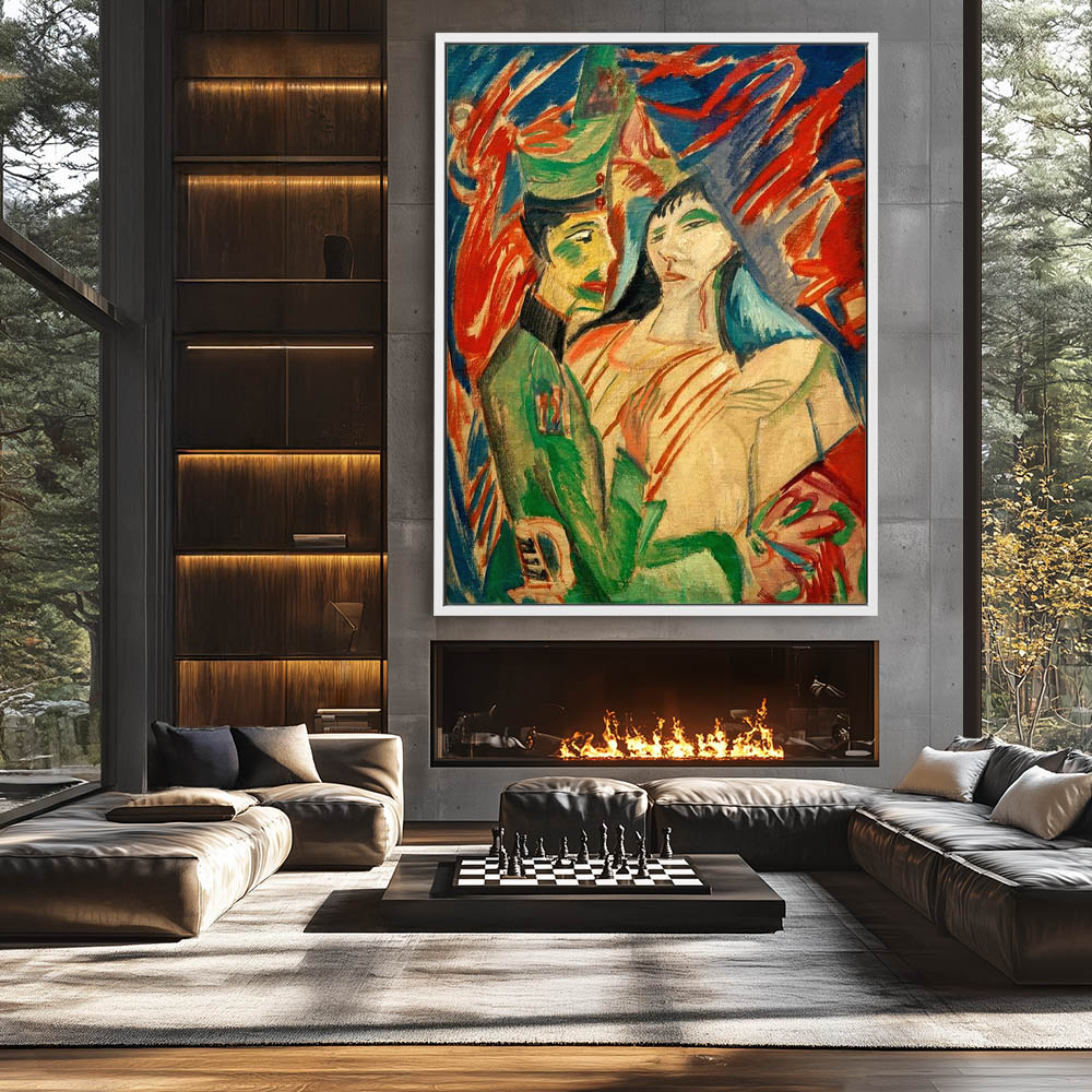 Soldier and girl between colorful curtains - Image 4
