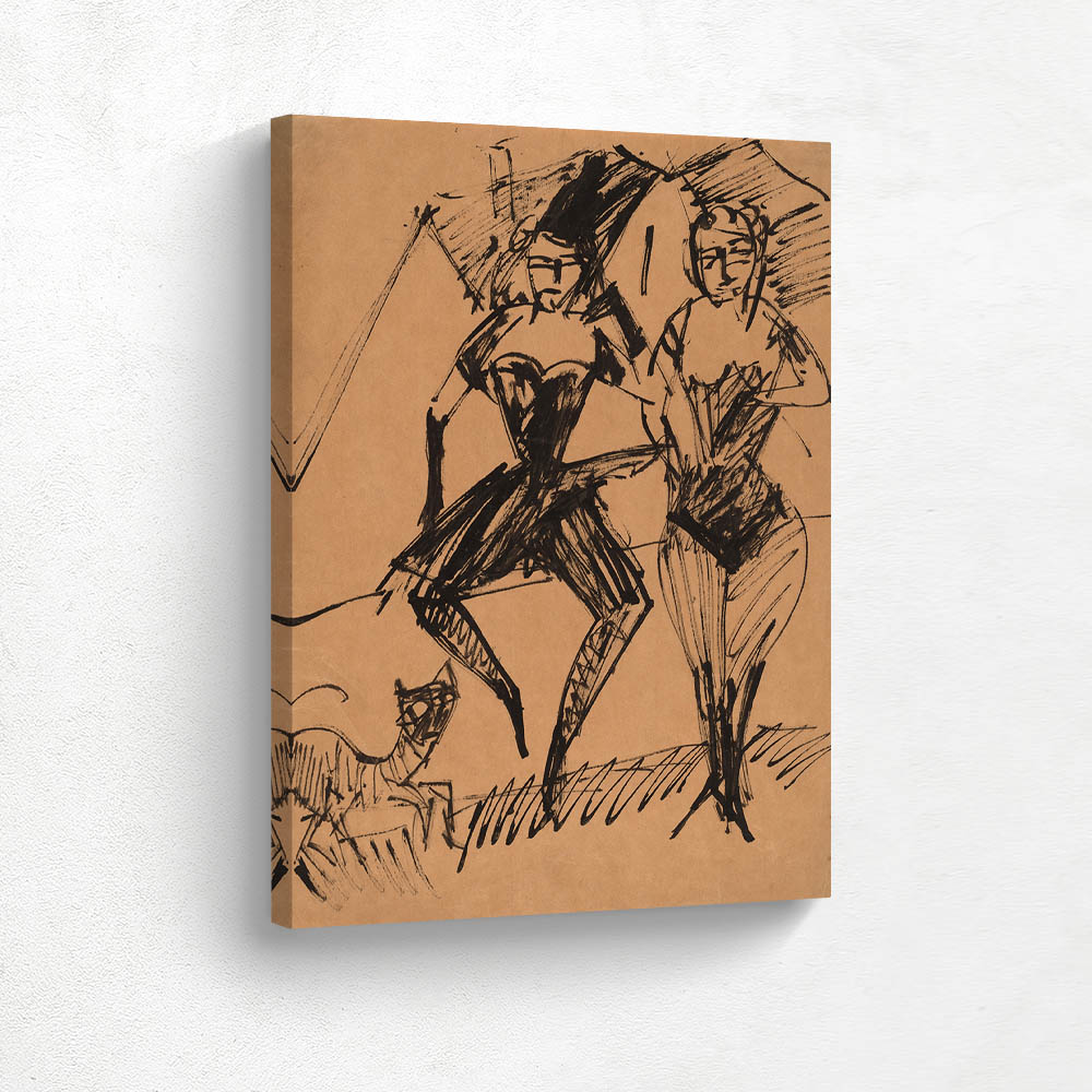 Two Dancers with a Cat