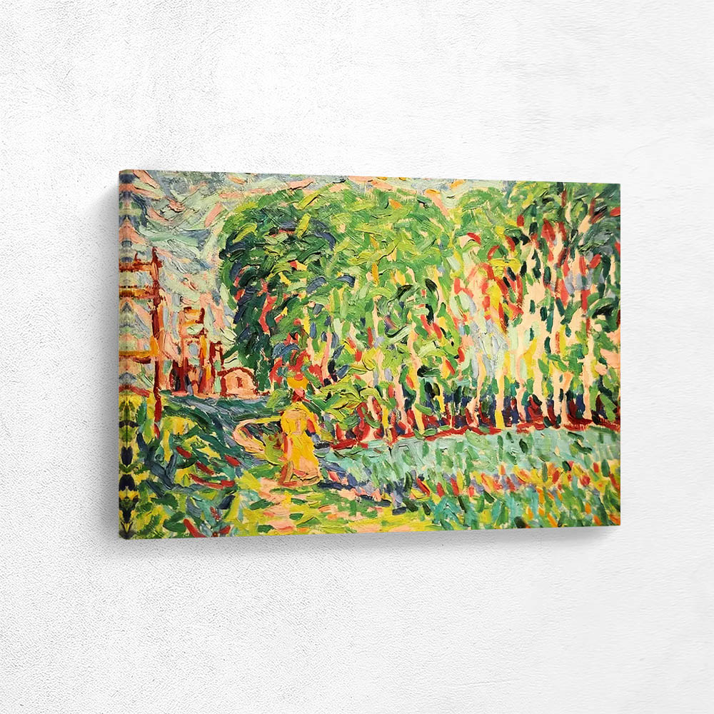 A woman in a birch grove A woman in a birch grove