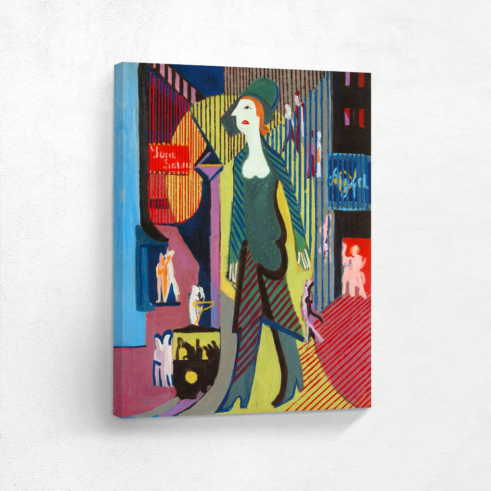 A woman walks on a night street A woman walks on a night street