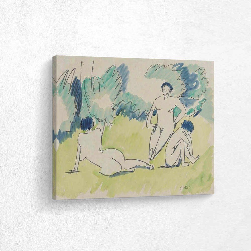 Three nudes in the countryside